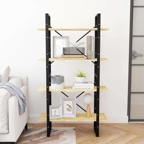 VidaXL Knjižna omara 4-nadstropna 80x30x140 cm trdna borovina Slike