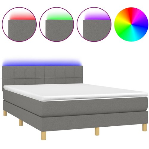 Maison Chic Box spring postelja - Vzmetna postelja z vzmetnico LED temno siva 140x200 cm blago SL9883, (21904308) Cene