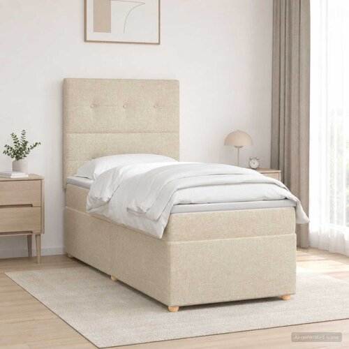  Boxspring krevet s madracem Krem 90 x 200 cm Tkanina - Krem 90 x 200 cm Prošiveno gumbima Cene