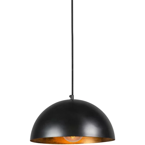 QAZQA Industrijska viseča svetilka črna z zlatom 35 cm - Magna Eco
