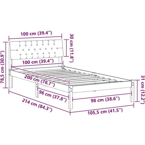  Okvir kreveta s uzglavljem Bijela i svijetlosiva 100 x 200 cm Slike