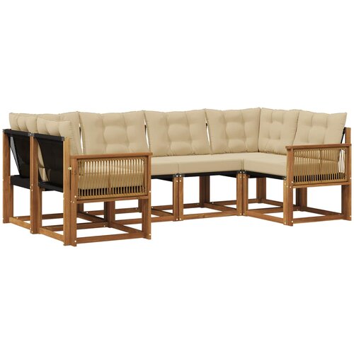  Set vanjskih sofa 6 kom. Prirodna i bež Smeđa 245 x 128,5 x 73 cm Slike
