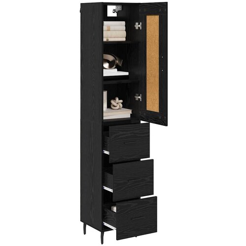  Highboard Crni hrast 34,5 x 34 x 180 cm Konstruirano drvo Slike