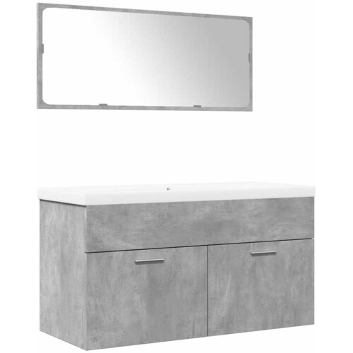  3-dijelni set kupaonskog namje&amp;scaron;taja siva boja betona drveni 90 x 38.5 x 46 cm Slike