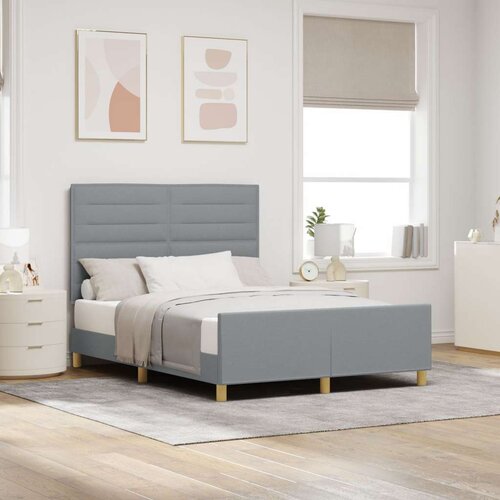 VidaXL krevet svjetlosiva konstruirano drvo 140 x 190 cm ergonomski Slike