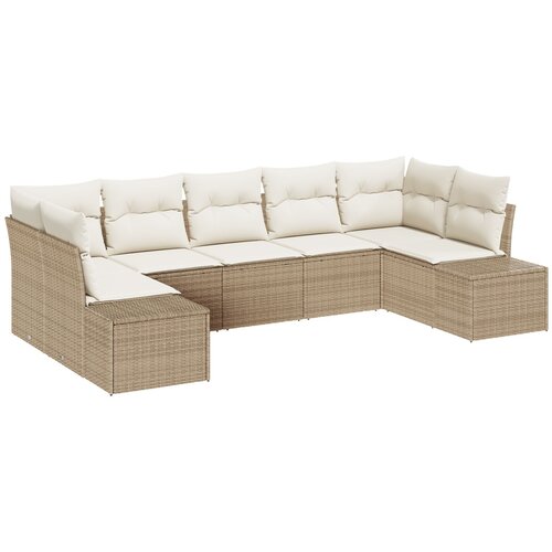 vidaXL Set vrtnog kauča od 7 dijelova s jastučićima bež poli ratan Cijene