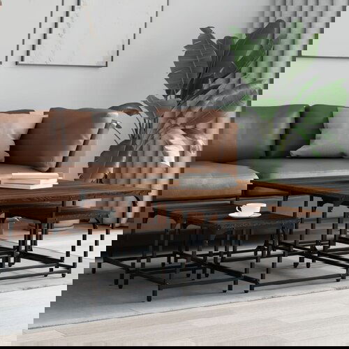 The Living Store Komplet mizic 5-delni rjavi hrast inženirski les - Komplet Klubskih Mizic, (21657051) Slike