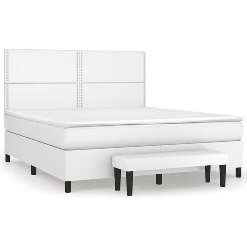 VidaXL Krevet s oprugama i madracem bijeli 180x200 cm umjetna koža Slike