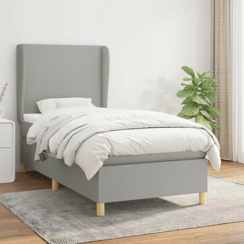  Box spring postelja z vzmetnico svetlo siv 100x200 cm blago, (20790942)