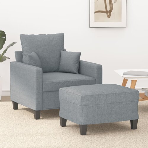 vidaXL Fotelja s tabureom svjetlosiva 60 cm od tkanine Cijene