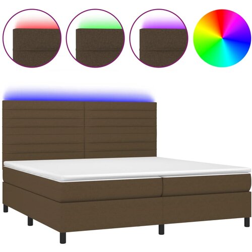 vidaXL Box spring postelja z vzmetnico LED temno rjava 200x200cm blago, (21118421) Cene