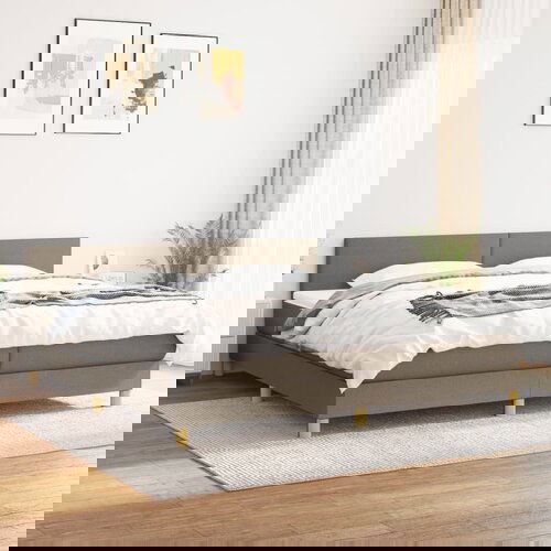 The Living Store Box spring postelja z vzmetnico taupe 200x200 cm blago - Box Spring Postelja, (21503841) Slike