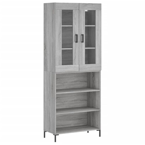 vidaXL Visoka komoda siva sonoma 69,5x34x180 cm inženirski les, (20806066) Cene
