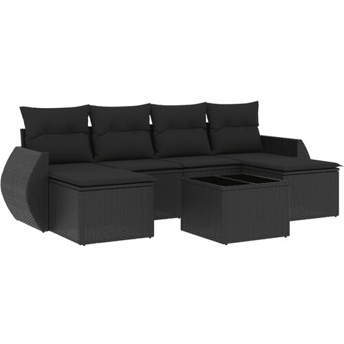 Maison Chic Seti vrtnega pohištva - Vrtna garnitura - Vrtni pohištvo set 7-delna z blazinami črn poli ratan, (21802227) Cene