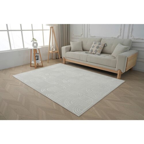 Kayoom RAVNO TKANA PREPROGA Calma 120/160 cm tkano bela Slike