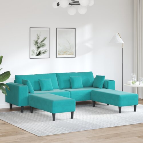  Baršunasta sofa s jastukom s jastukom 3 pcs Tirkizna 208 cm Baršun Cijene