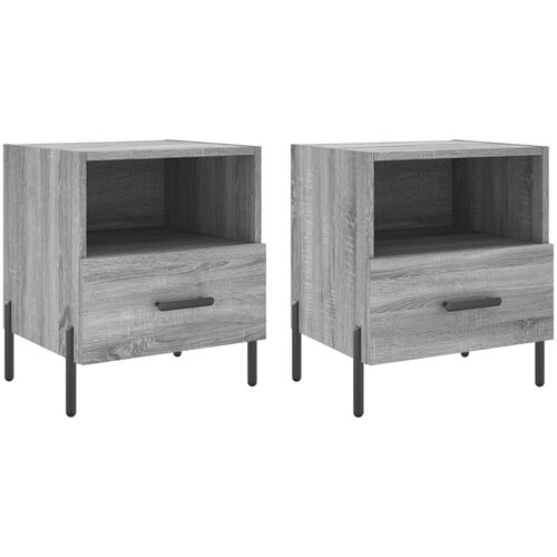  Noćni ormarići 2 kom boja hrasta 40x35x47,5cm konstruirano drvo Siva Slike