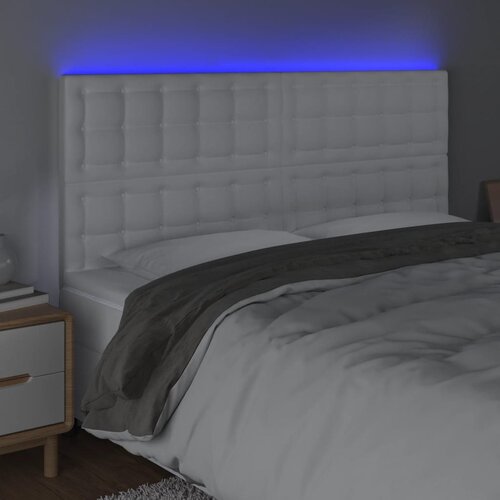 LED uzglavlje bijelo 180x5x118/128 cm od umjetne kože Slike