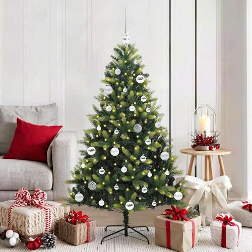 vidaXL Umjetna zložljiva božićna jelka 150 LED Zelena 150 cm PVC in PE Cene