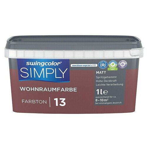 SWINGCOLOR Boja za zid Simply (Crvena – br. 13, Mat, 1 l) Cijene