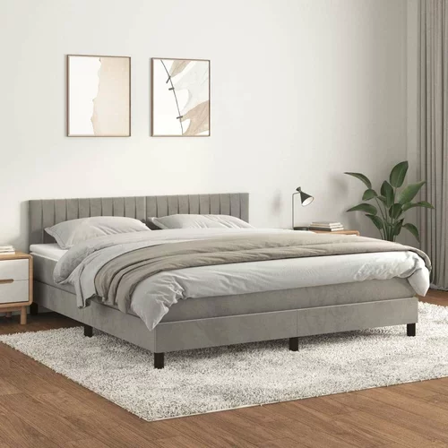  Box spring postelja z vzmetnico svetlo siva 180x200 cm žamet, (20789836)