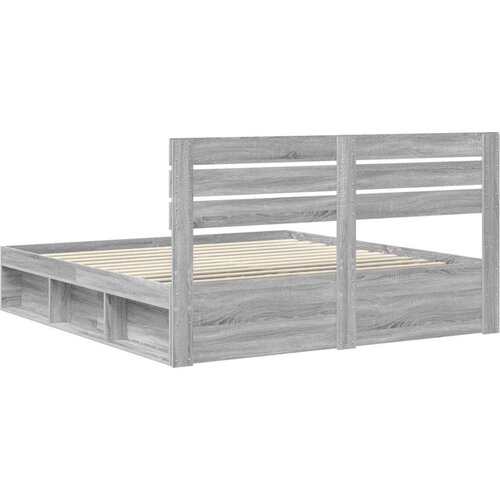  Okvir za krevet s uzglavljem Siva Sonoma 200 x 200 cm Slike