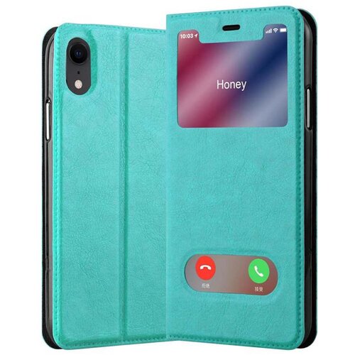 Cadorabo Ohi&amp;scaron;je, združljivo z Apple iPhone XR v mint turquoise - Za&amp;scaron;čitni ovitek z magnetnim zapiranjem, stoječo funkcijo in 2 okencema za gledanje, (20550949) Slike