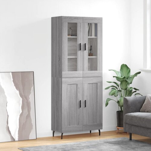 vidaXL Visoka komoda siva sonoma 69,5x34x180 cm inženirski les Cene