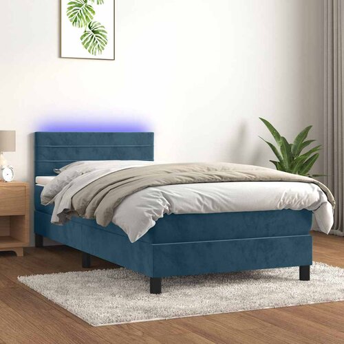  box spring s madracem LED tamnoplavi 80 x 200 cm baršun Cene