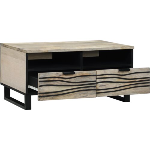 VidaXL Stolić za kavu s ladicama s pohranom Bijela, Crna 80 x 50 x 40 cm Slike