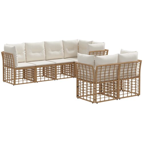  Set vanjskih sofa s jastukom 7 pcs Prirodna Poliester Cijene