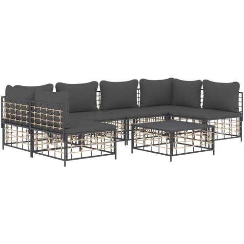 vidaXL Vrtna garnitura 7-delna z blazinami antracit poli ratan Cene