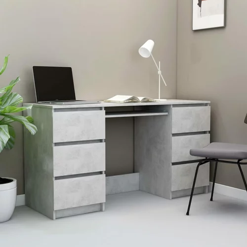 vidaXL Pisalna miza betonsko siva 140x50x77 cm iverna plošča
