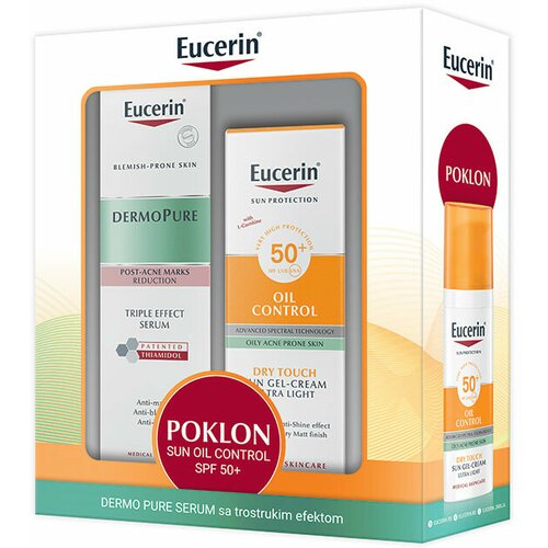 Eucerin box dermopure serum sa trostrukim efektom 40 ml + sun oil control spf 50+ gratis Cene