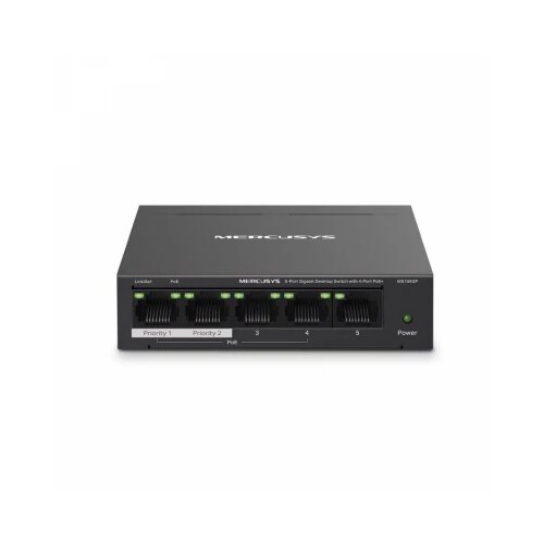 Mercusys MS105GP v2.0, 5-Port gigabit desktop switch with 4-Port poe+ Cene