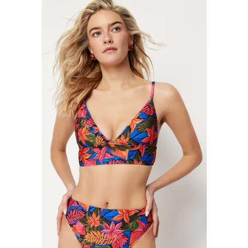 Trendyol Floral Pattern Triangle Bikini Top