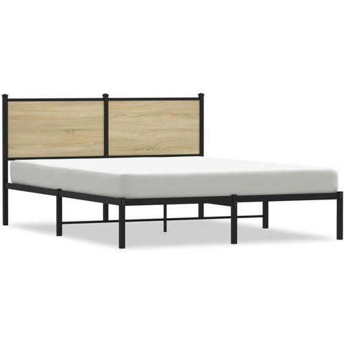 Maison Chic Kovinski Posteljni okvir - Dvoposteljna postelja - Zakonska postelja brez vzmetnice sonoma hrast 150x200 cm, (21694316) Slike