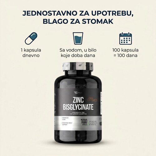 Basic Supplements Cink Bisglicinat 20 mg &amp;ndash; 100 kapsula Slike