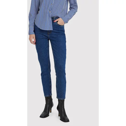 Vero_Moda Jeans hlače Brenda 10268434 Mornarsko modra Straight Fit