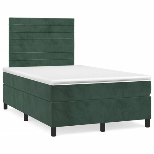  The Living Store Box spring postelja z vzmetnico temno zelen 120x190 cm žamet - Box Spring Postelja, (21450485) Slike