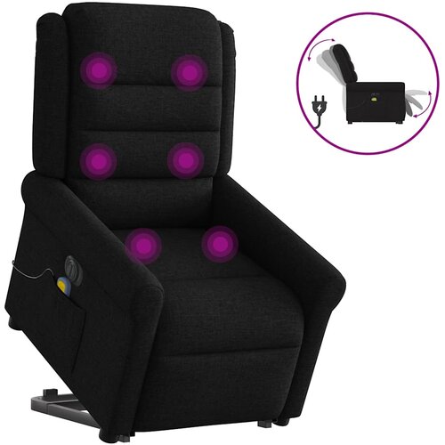 VidaXL Električni masažni naslonjač na podizanje od tkanine crni Slike