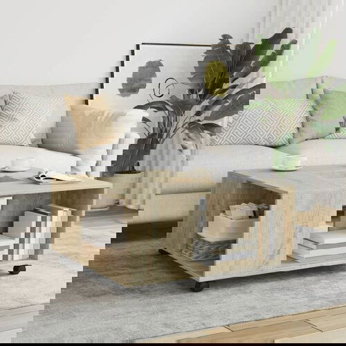 vidaXL Klubska mizica sonoma hrast 80x80x40 cm konstruiran les Cene