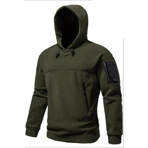 Dewberry 60343 Warm Outdoor Hooded Mens Fleece-DARK KHAKI Slike