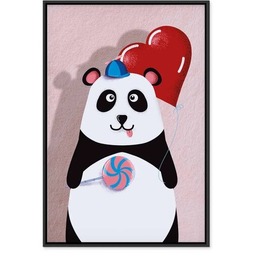  Slika - Panda with a Balloon (1 Part) Vertical 80x120 U crnom drvenom okviru Slike