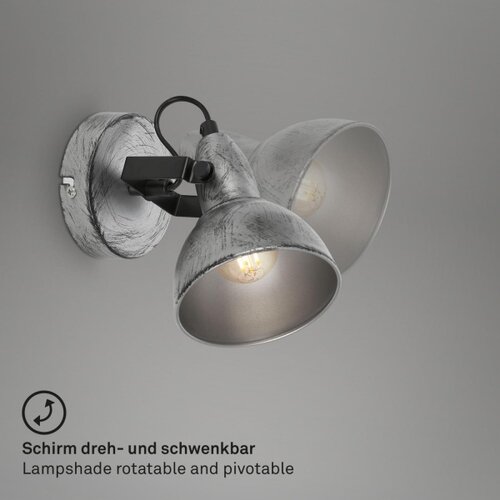 BRILONER 2049-014 - zidno spot svetlo retro 1xE14/40W/230V sivo Slike