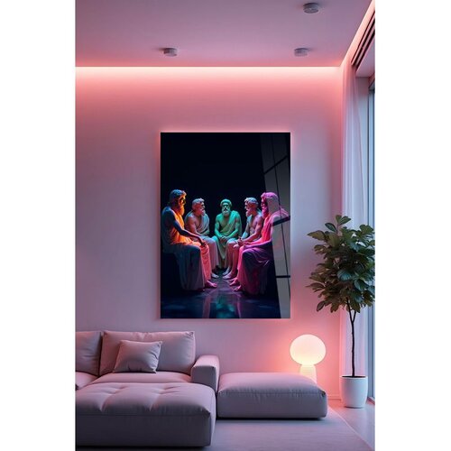 WALLXPERT Hhlneon0022 - Višenamenska Tempered Staklena Slika 50 x 70 cm Cene