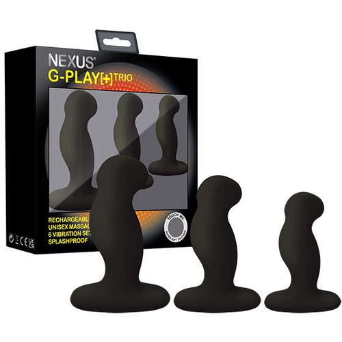 Nexus Set vibracijskih analnih čepov - G-Play Trio Plus, črn Cene