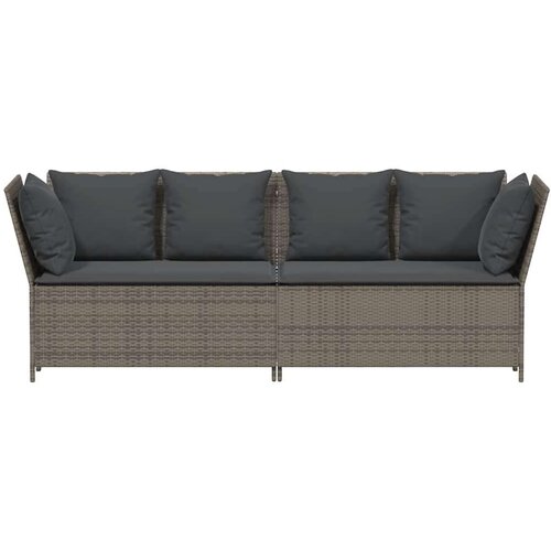 VidaXL Vrtna sofa s jastucima siva od poliratana Slike