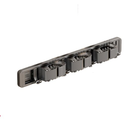 INF Wall-Mounted Mop and Broom Rack 40cm &ndash; Space Aluminum 3 Clips 4 Hooks, (5000158290) Cene