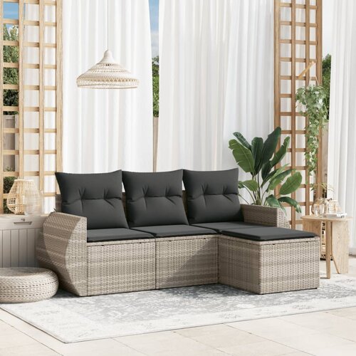 vidaXL 4-dijelni set vrtnih sofa s jastucima svijetlosivi poliratan Cijene